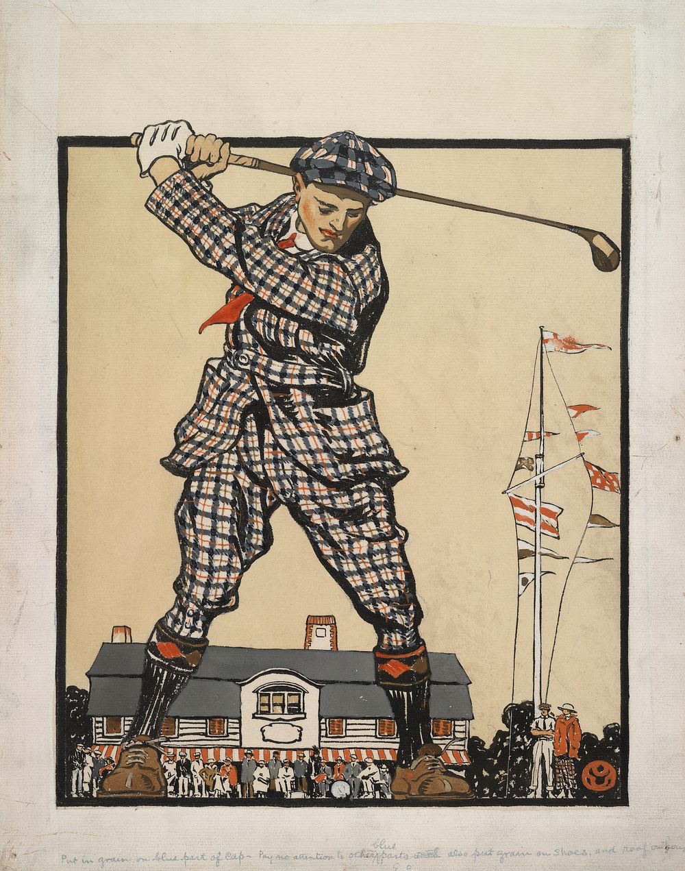 Man swinging golf club (1915) by Edward Penfield