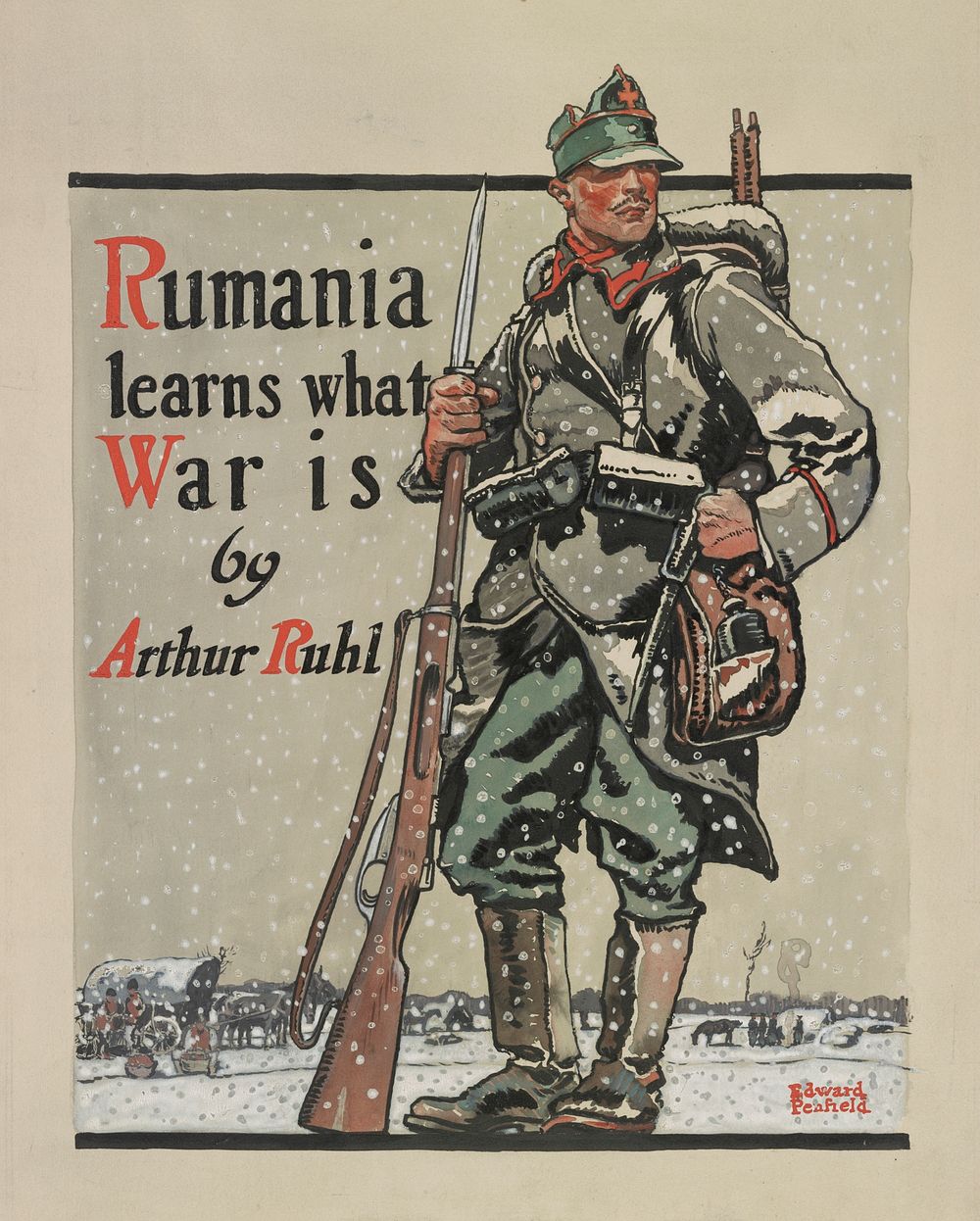 Romanian soldier in snow / Edward Penfield. (1917) by Edward Penfield