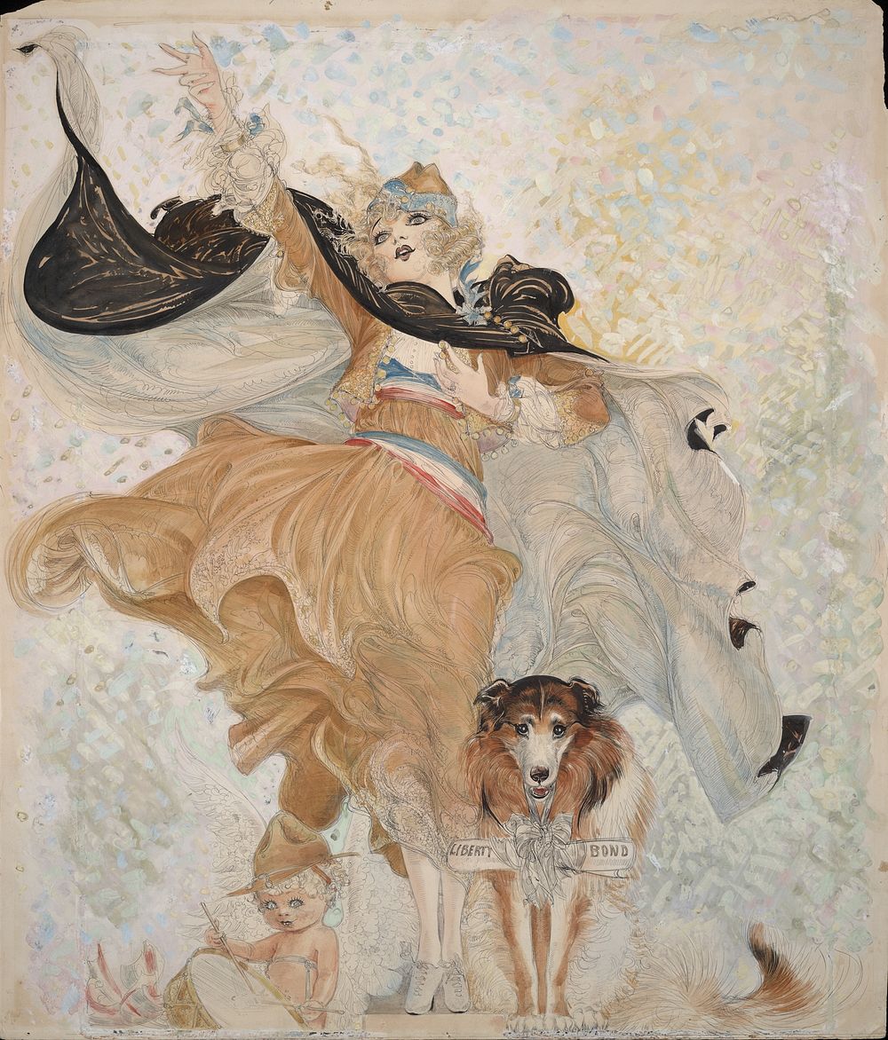 Golden Eyes with Uncle Sam (dog) (1918) by Nell Brinkley