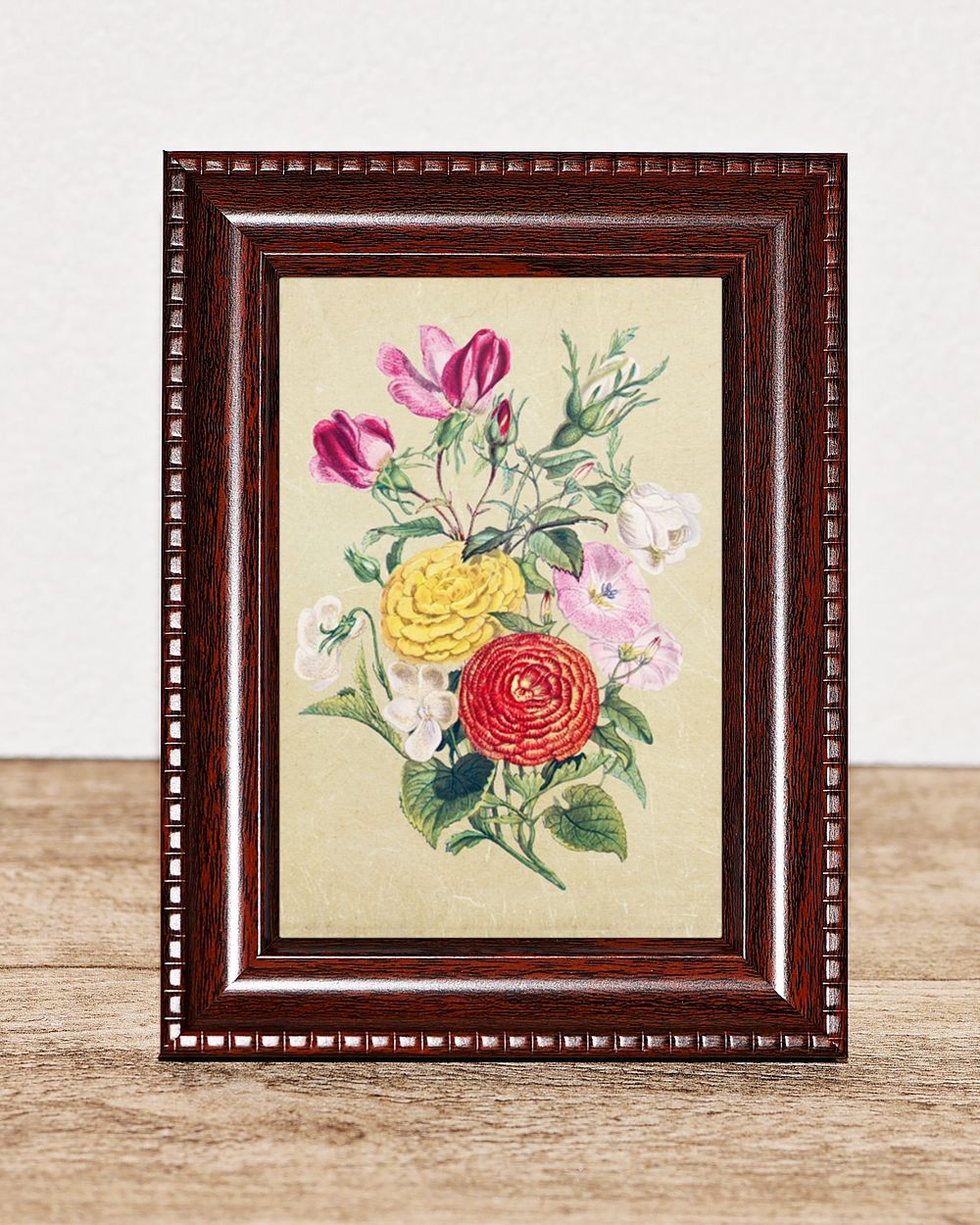 Vintage photo frame with flower artwork picture
