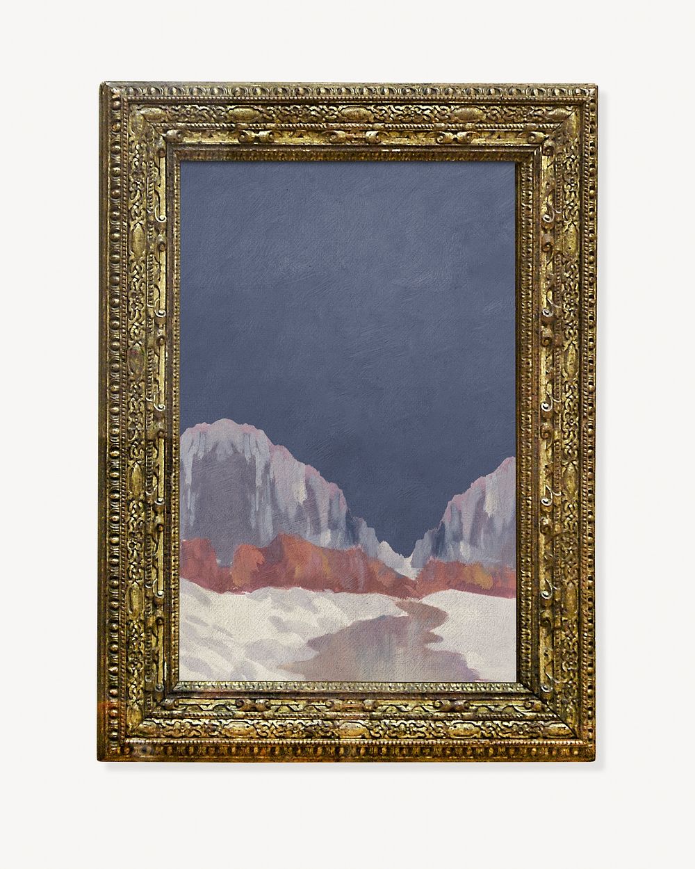 Rock Mountain landscape by Zolo Palugyay framed on a wall. Remixed by rawpixel.