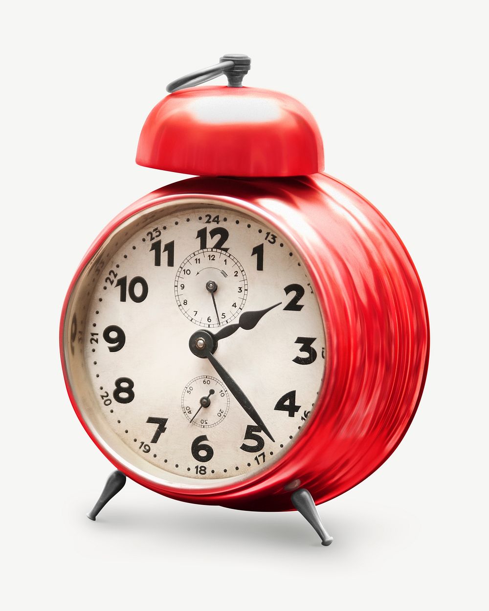 Red alarm clock collage element psd.
