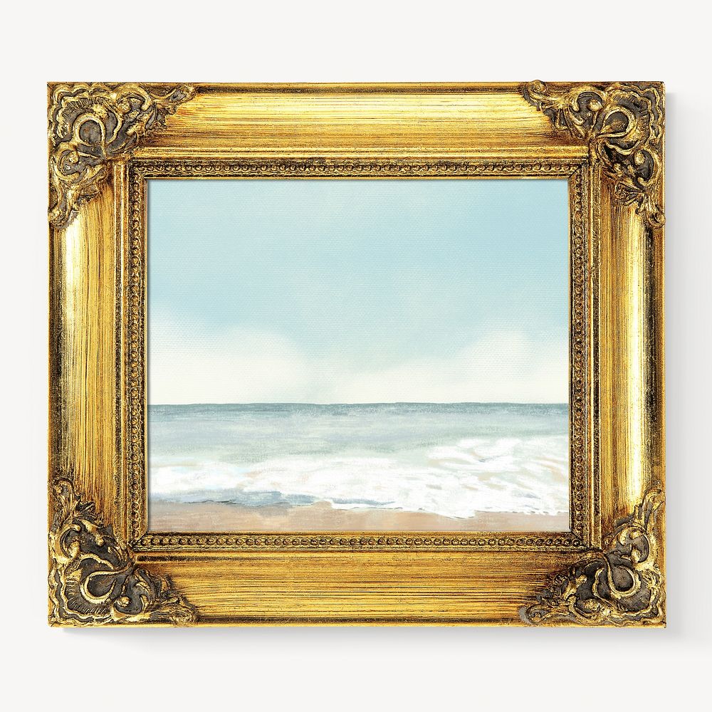 Beach vintage painting framed on a wall