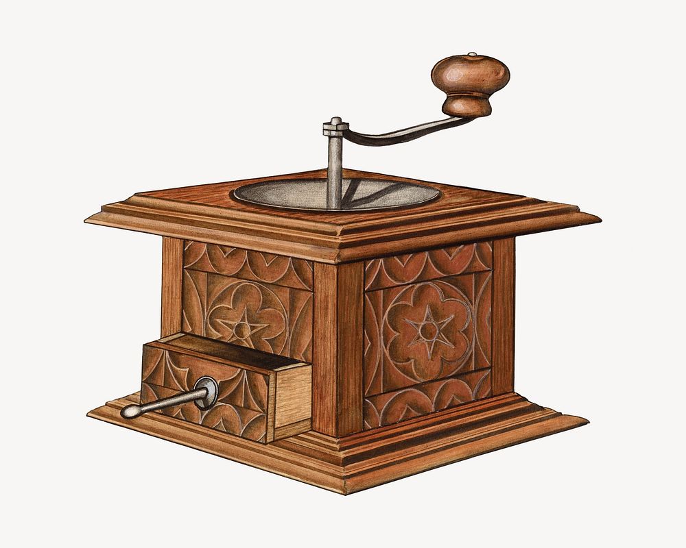 Coffee grinder, vintage illustration. Digitally remixed by rawpixel.