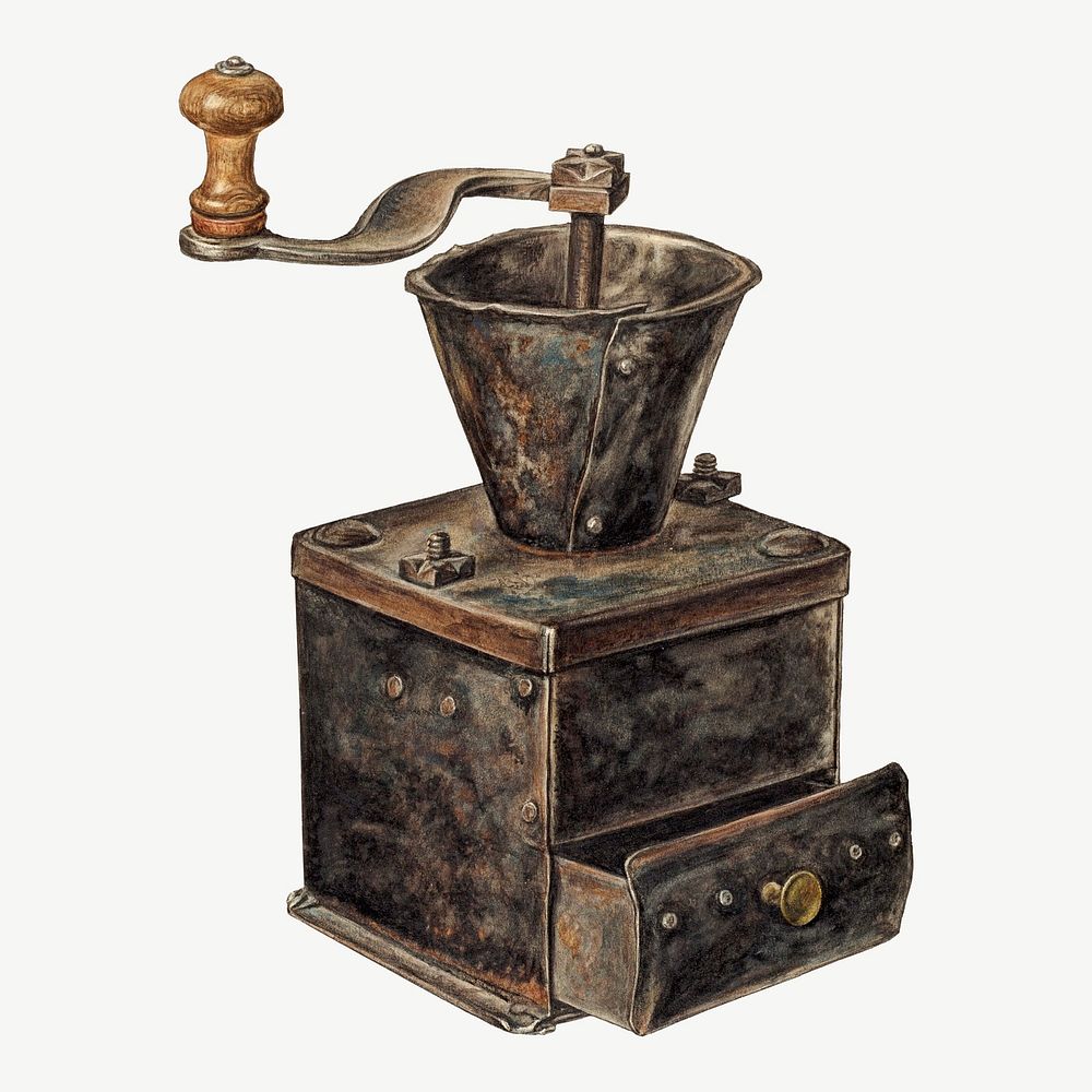 Coffee mill vintage illustration psd. Digitally remixed by rawpixel.