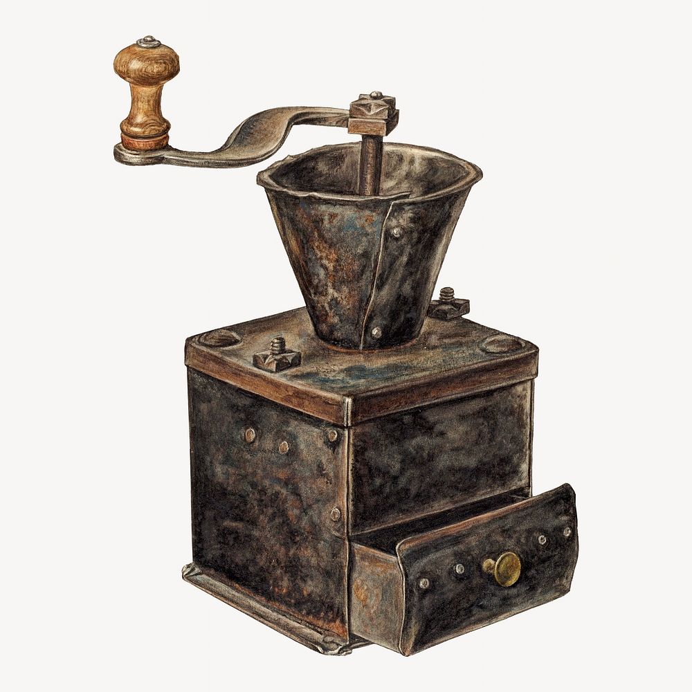 Coffee mill, vintage illustration. Digitally remixed by rawpixel.