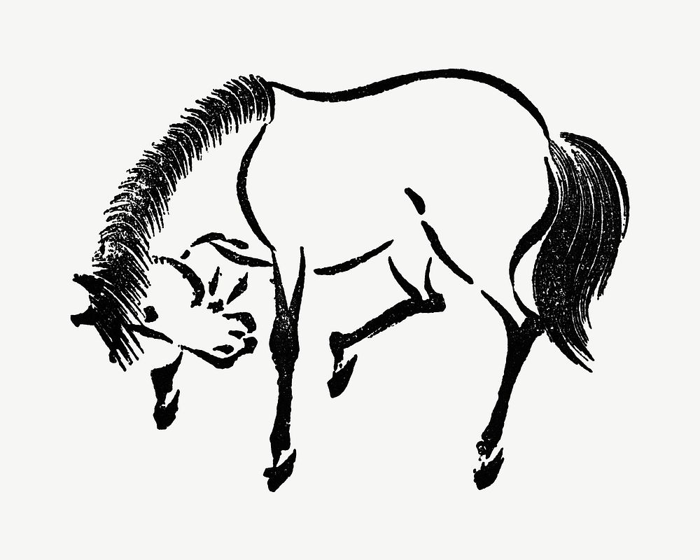 Horse, Japanese animal ink illustration psd. Remixed by rawpixel.