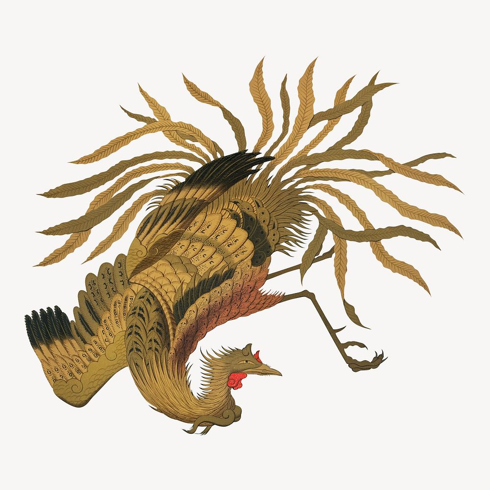 Mythical 'Howo' above the Kiri, vintage animal by G.A. Audsley-Japanese illustration. Remixed by rawpixel.