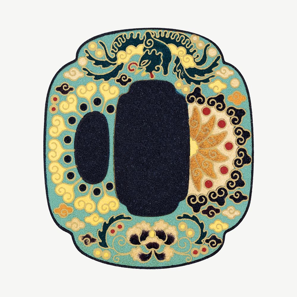 Traditional floral badge, vintage Japanese illustration psd. Remixed by rawpixel.