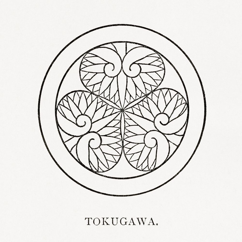 Tokugawa, Japanese leaf illustration. Public domain image from our own original 1884 edition of The Ornamental Arts Of…