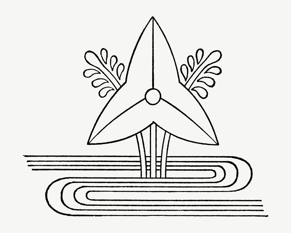 Windmill river, line art symbol illustration psd. Remixed by rawpixel.