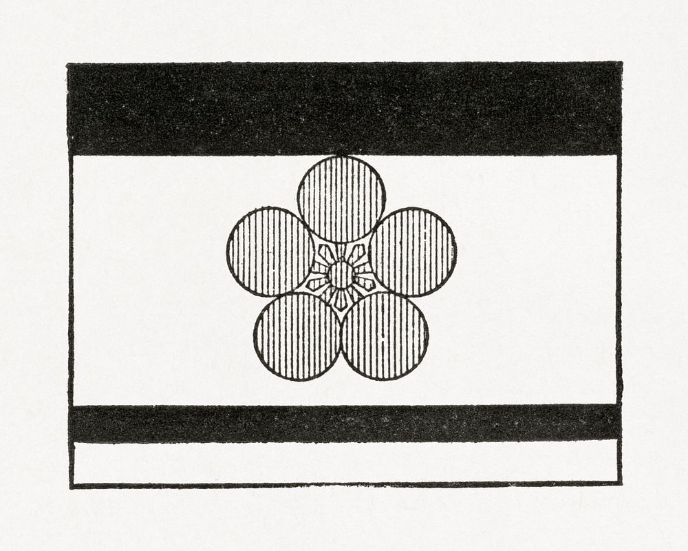 Antique print of Japanese, flower flag symbol illustration. Public domain image from our own original 1884 edition of The…