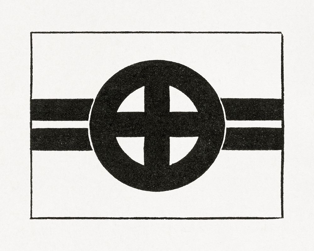 Antique print of Japanese, circle flag symbol illustration. Public domain image from our own original 1884 edition of The…
