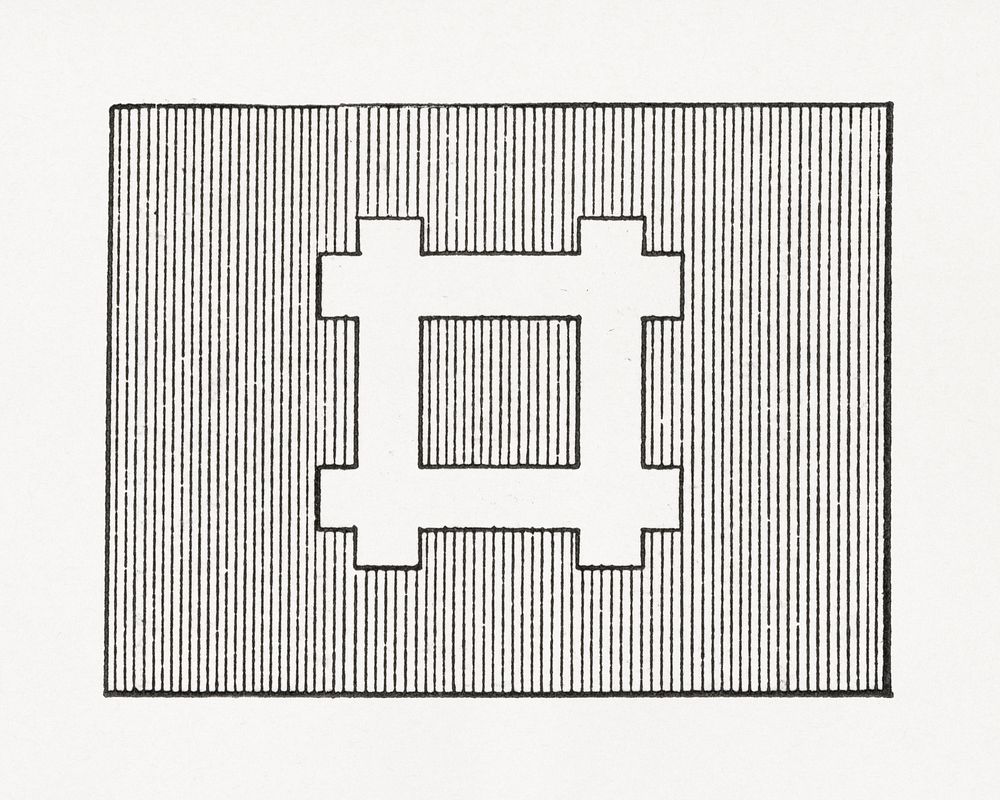 Antique print of Japanese, square flag symbol illustration. Public domain image from our own original 1884 edition of The…