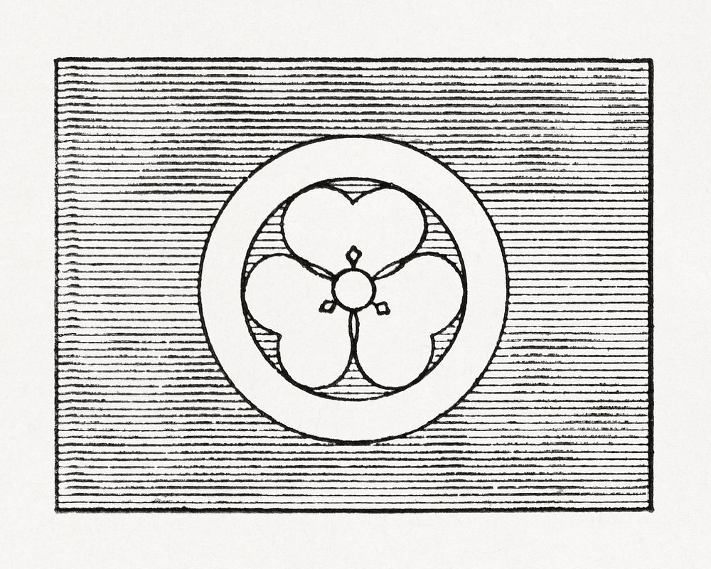 Antique print of Japanese, flower flag symbol illustration. Public domain image from our own original 1884 edition of The…