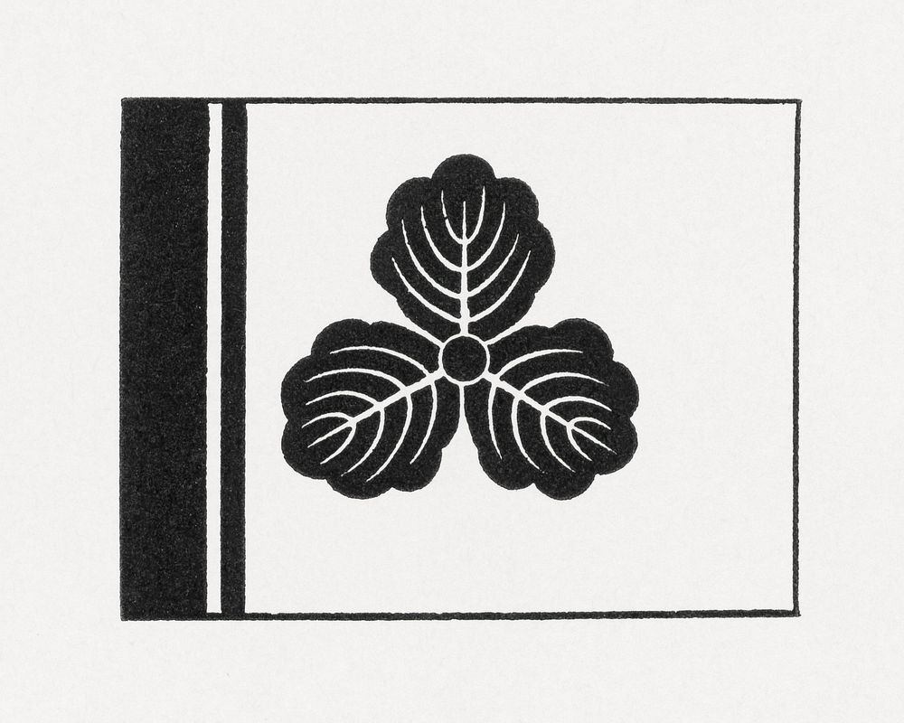 Antique print of Japanese, leafy flag symbol illustration. Public domain image from our own original 1884 edition of The…