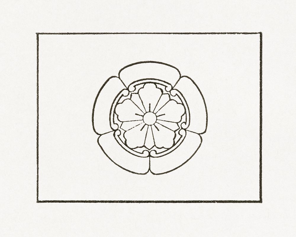 Antique print of Japanese, leafy flag symbol illustration. Public domain image from our own original 1884 edition of The…