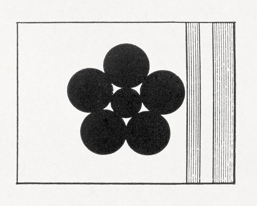 Antique print of Japanese, abstract flag symbol illustration. Public domain image from our own original 1884 edition of The…