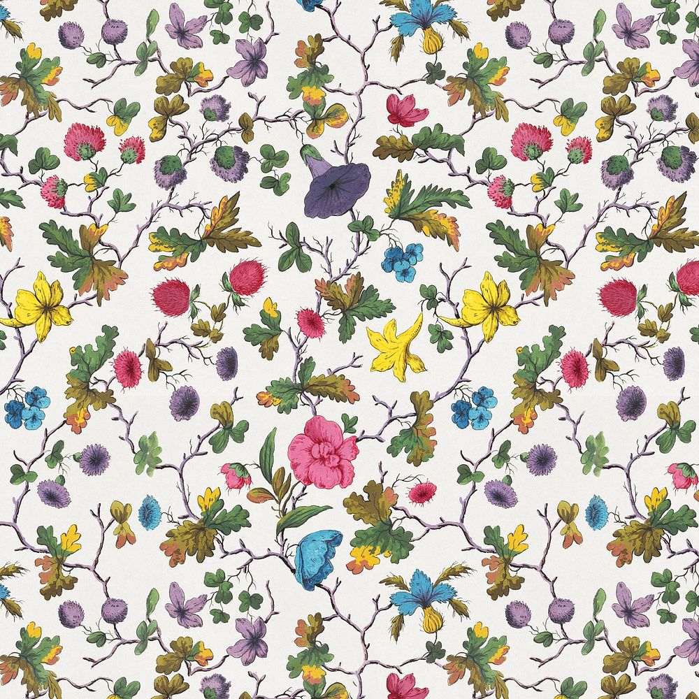 Vintage botanical pattern background. Remixed by rawpixel.