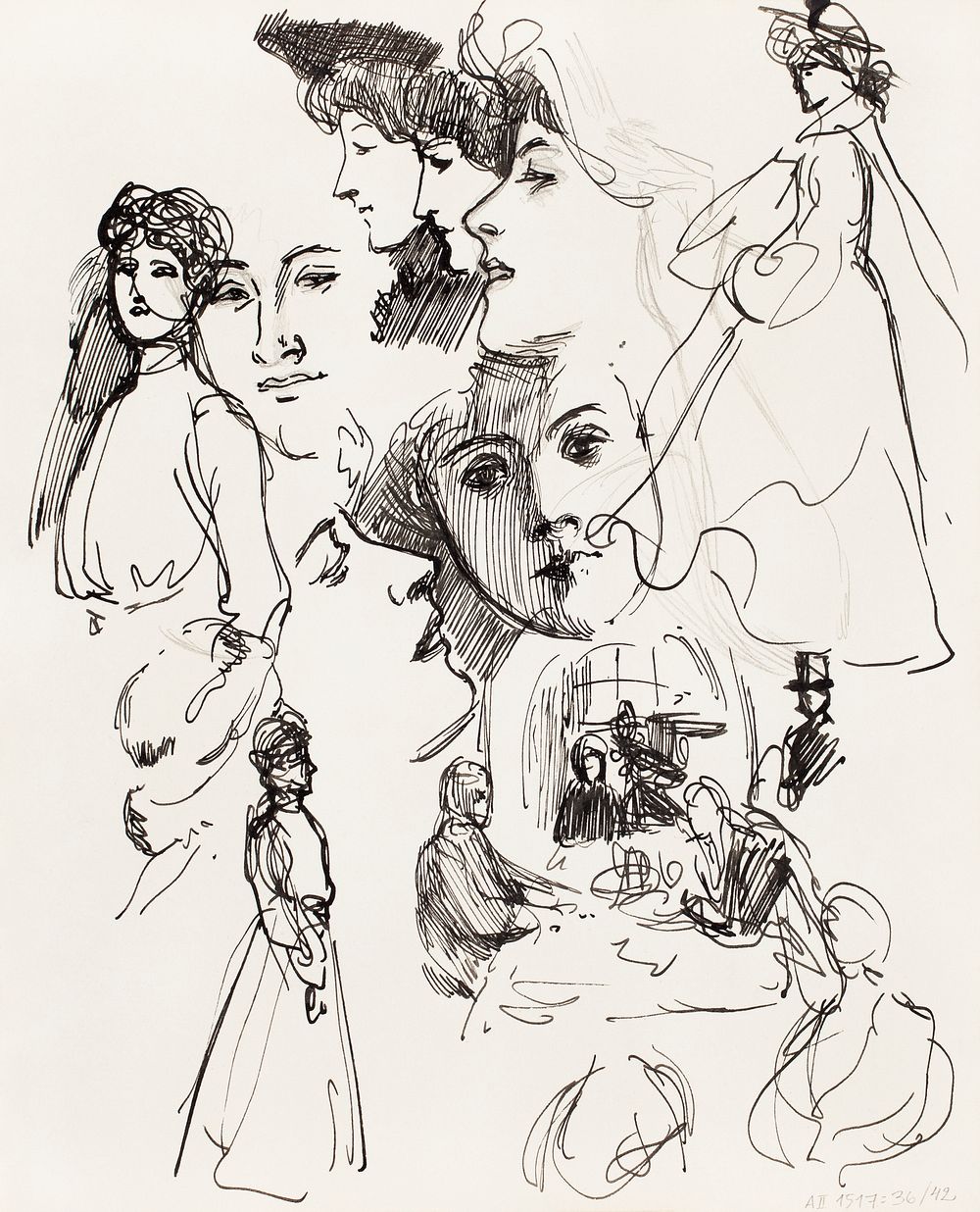 Part of a sketchbook (1854-1905) drawing art by Albert Edelfelt. Original public domain image from The Finnish National…