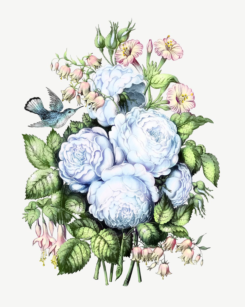 Flower bouquet vintage illustration psd. Remixed by rawpixel. 