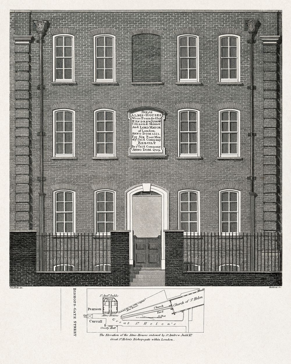 The Alms House in Great St. Helens (1825) engraving art. Original public domain image from Yale Center for British Art.…