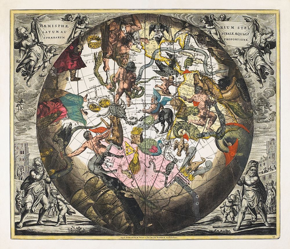 The Southern Stellar Hemisphere with Equally Proportioned Spheres, plate 29 from Harmonia Macrocosmica (1660) by Andreas…