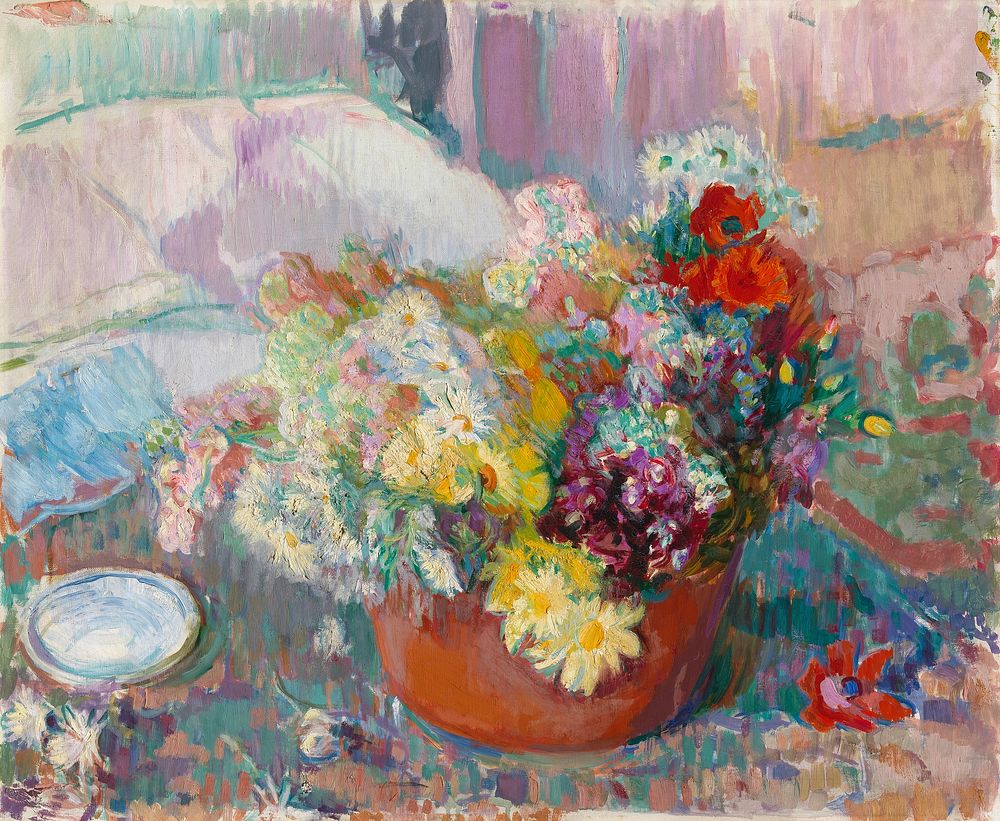 Flowers (1912-1913) vintage painting by Magnus Enckell. Original public domain image from The Finnish National Gallery.…