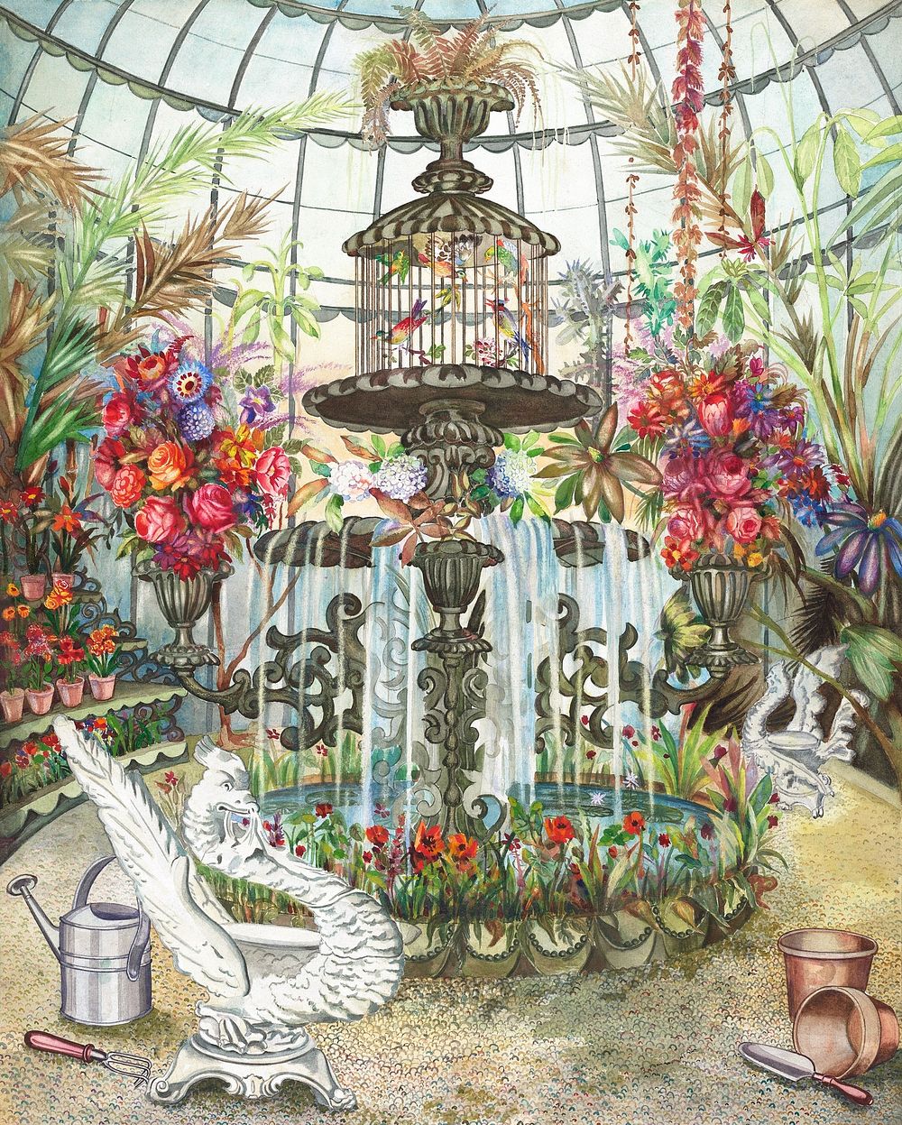 Conservatory Fountain (1938) vintage illustration by Perkins Harnly and Nicholas Zupa. Original public domain image from The…