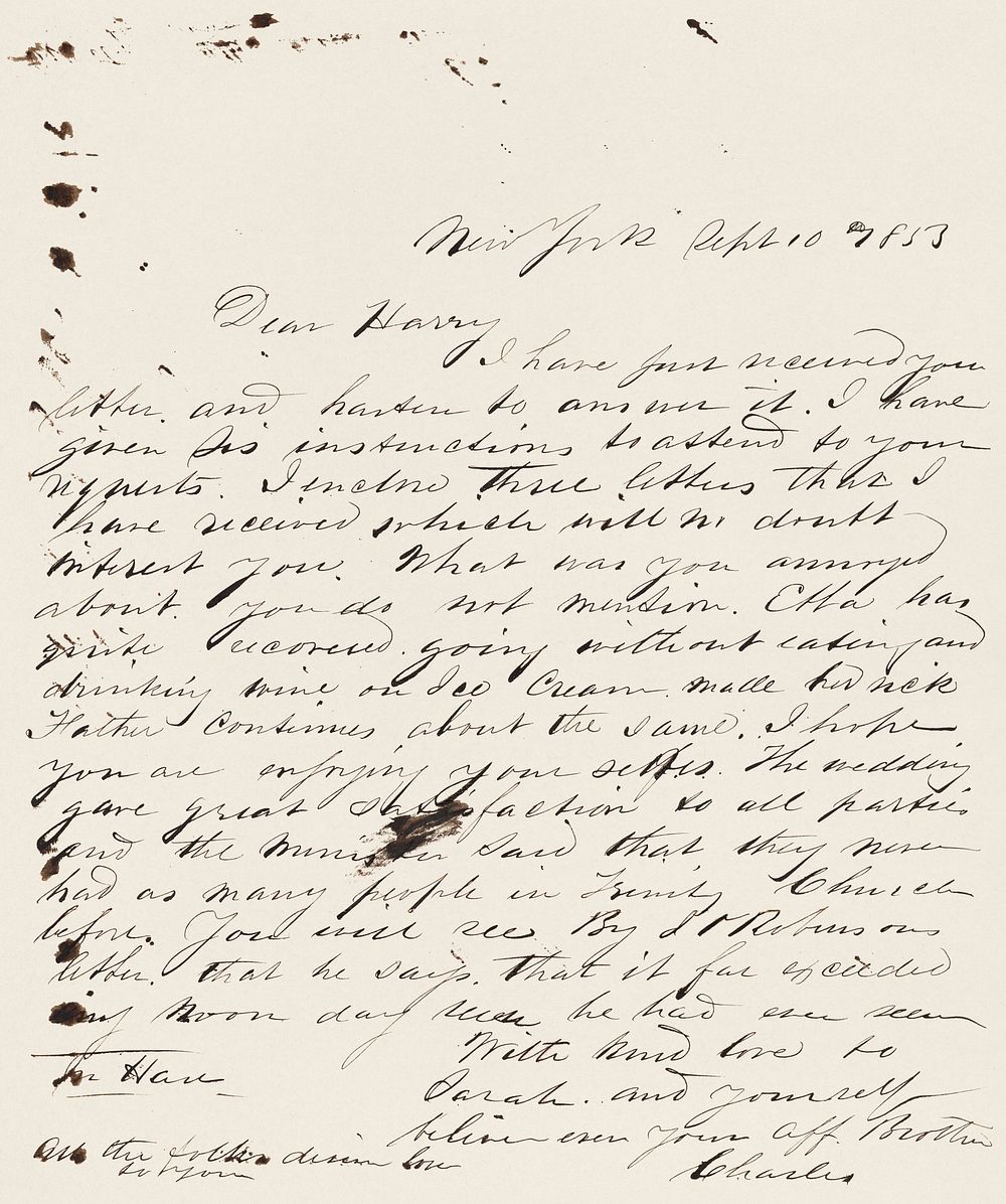 Letter to Henry Meade from Charles Richard Meade (1853). Original public domain image from The Smithsonian Institution.…