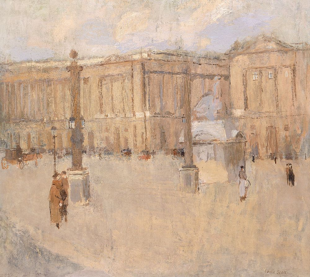 Place de la Concorde no. I, vintage painting by Frank Edwin Scott. Original public domain image from The Smithsonian…