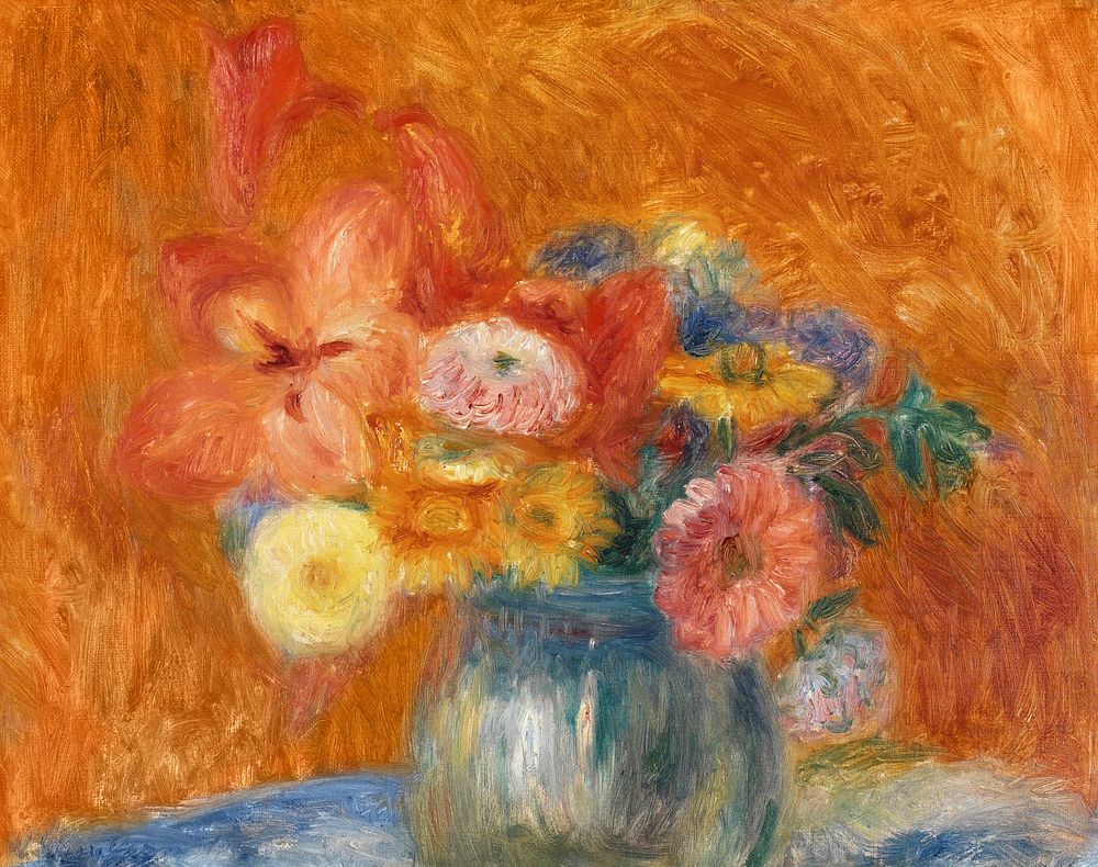 Green Bowl of Flowers (1916) vintage painting by William James Glackens. Original public domain image from The Barnes…