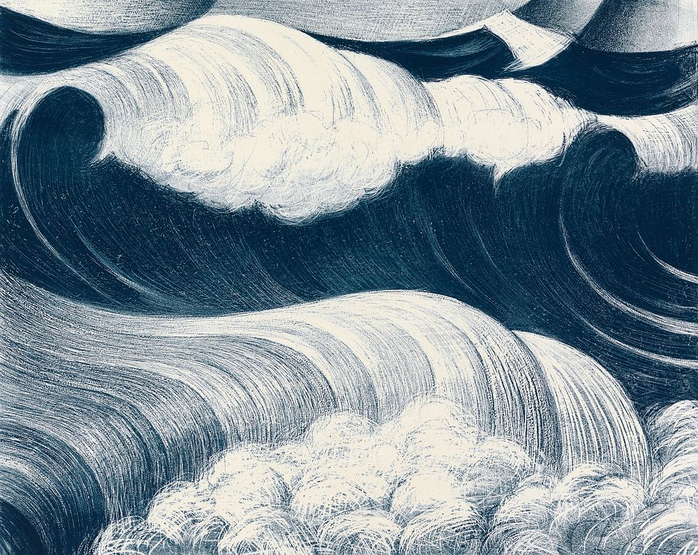 The Wave (1917) vintage illustration by C. R. W. Nevinson. Original public domain image from Yale Center for British Art.…