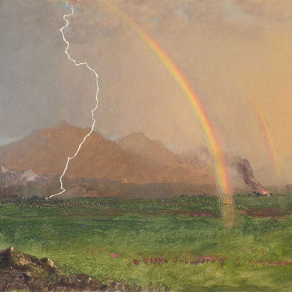 Thunderstorm in the Alps background by Frederic Edwin Church. Remixed by rawpixel. 