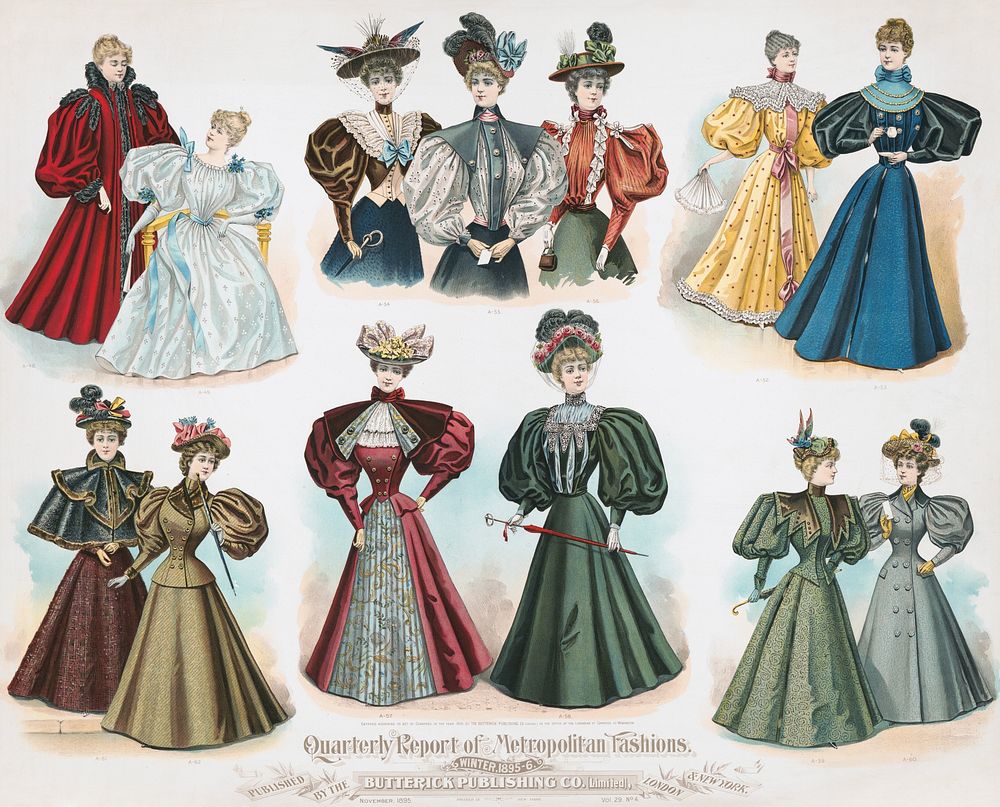 Quarterly report of metropolitan fashions. Winter (1895-1896) chromolithograph art. Original public domain image from…