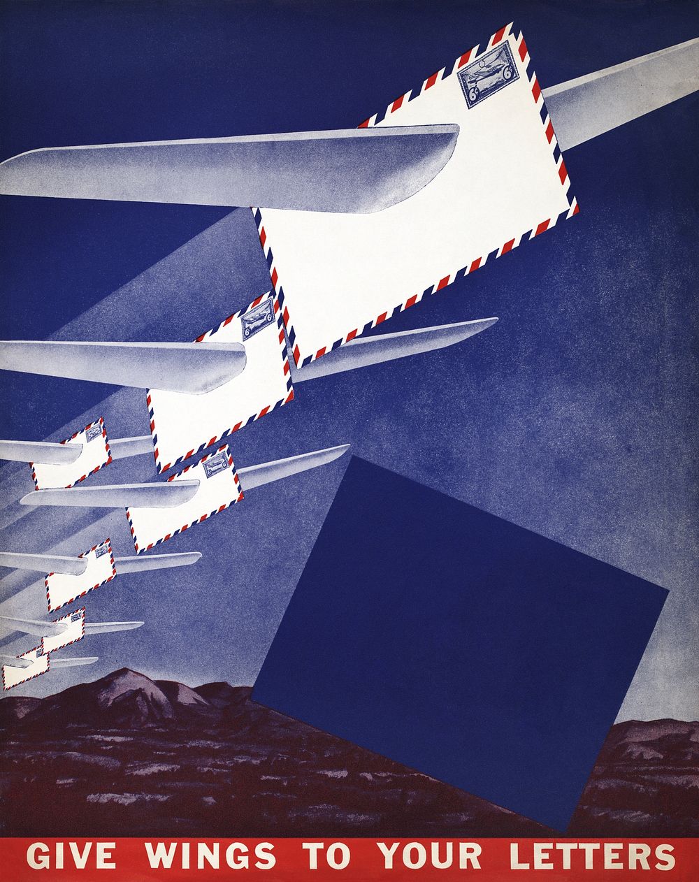 Airmail poster, chromolithograph art. Original public domain image from Smithsonian. Digitally enhanced by rawpixel.