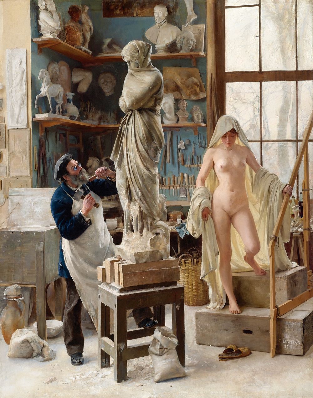 Une Restauration (A Restoration) (1891) oil painting by Edouard Danta. Original public domain image from Wikimedia Commons.…