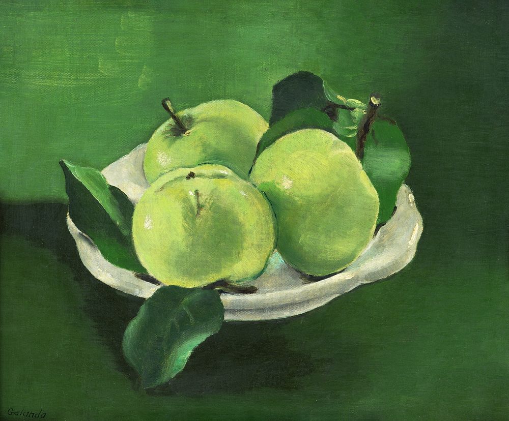 Still life with apples (1935) oil painting by Mikulas Galanda. Original public domain image from Web umenia. Digitally…