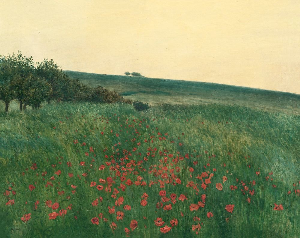 Red poppies (1910) oil painting by Franti&scaron;ek Kav&aacute;n. Original public domain image from Web umenia. Digitally…