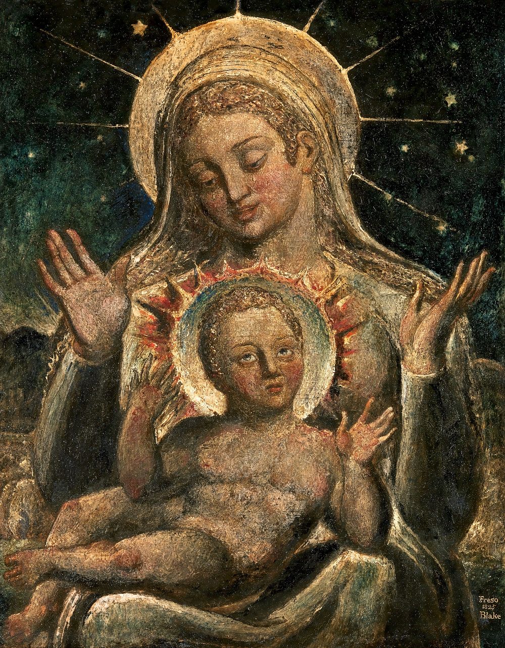 Virgin and Child (1825) by William Blake. Original public domain image from Yale Center for British Art. Digitally enhanced…