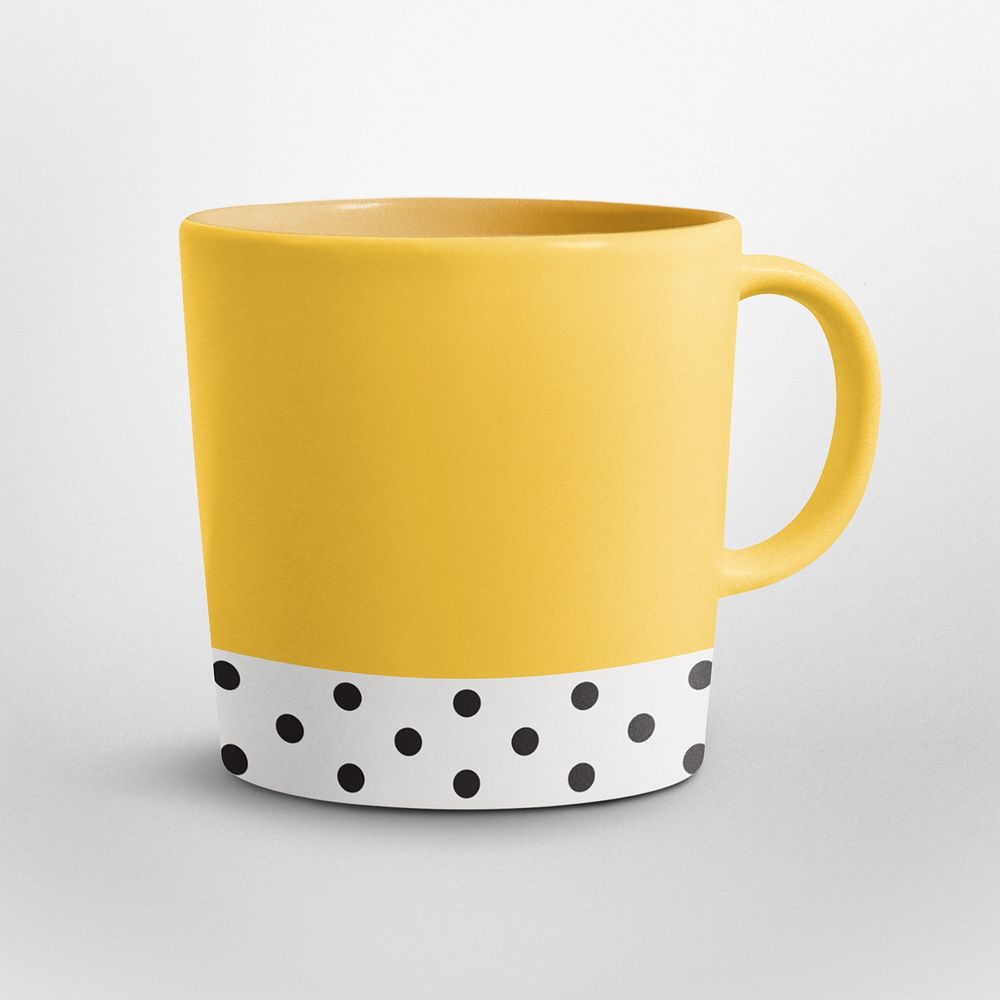 Yellow polka dot coffee mug