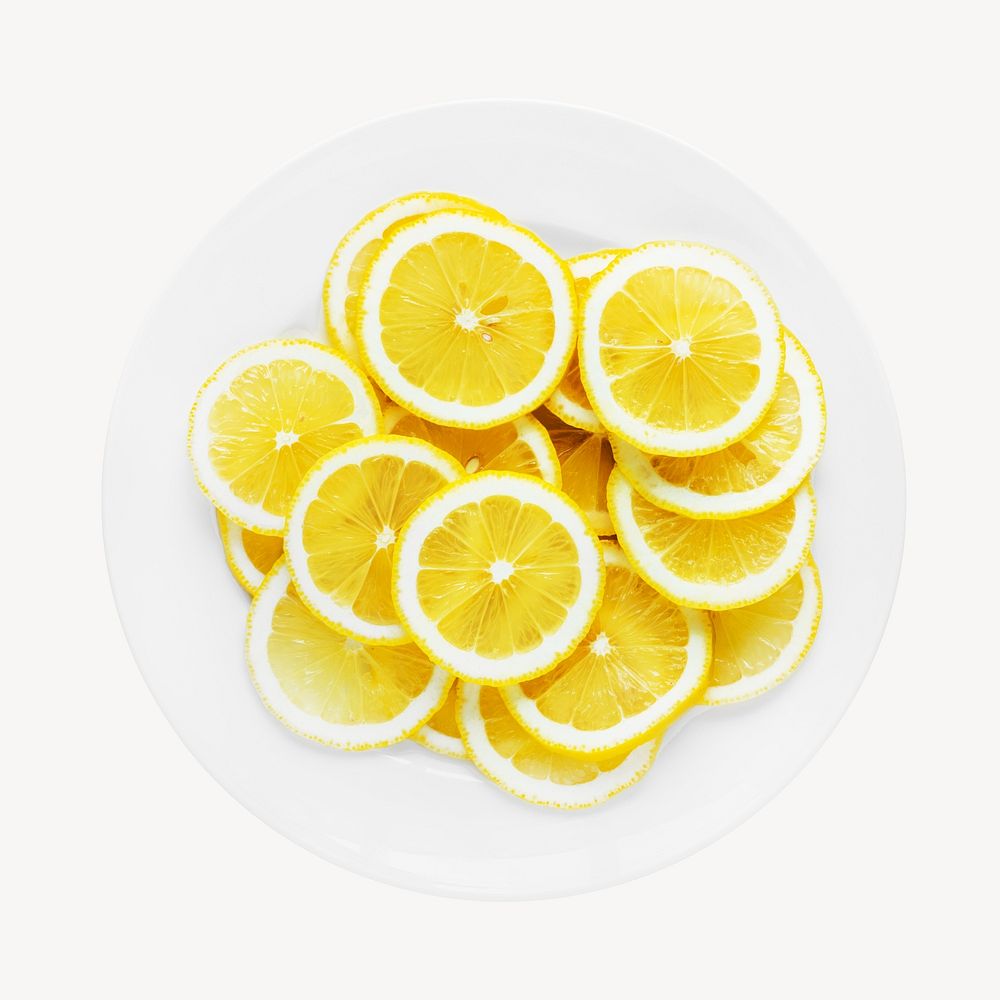 Closeup of lemon collage element psd.