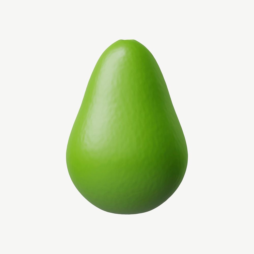 3D avocado fruit, collage element psd