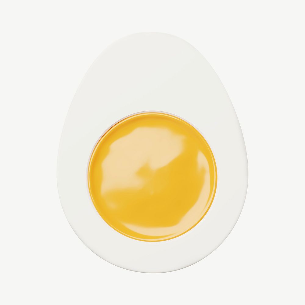 3D boiled egg, collage element psd