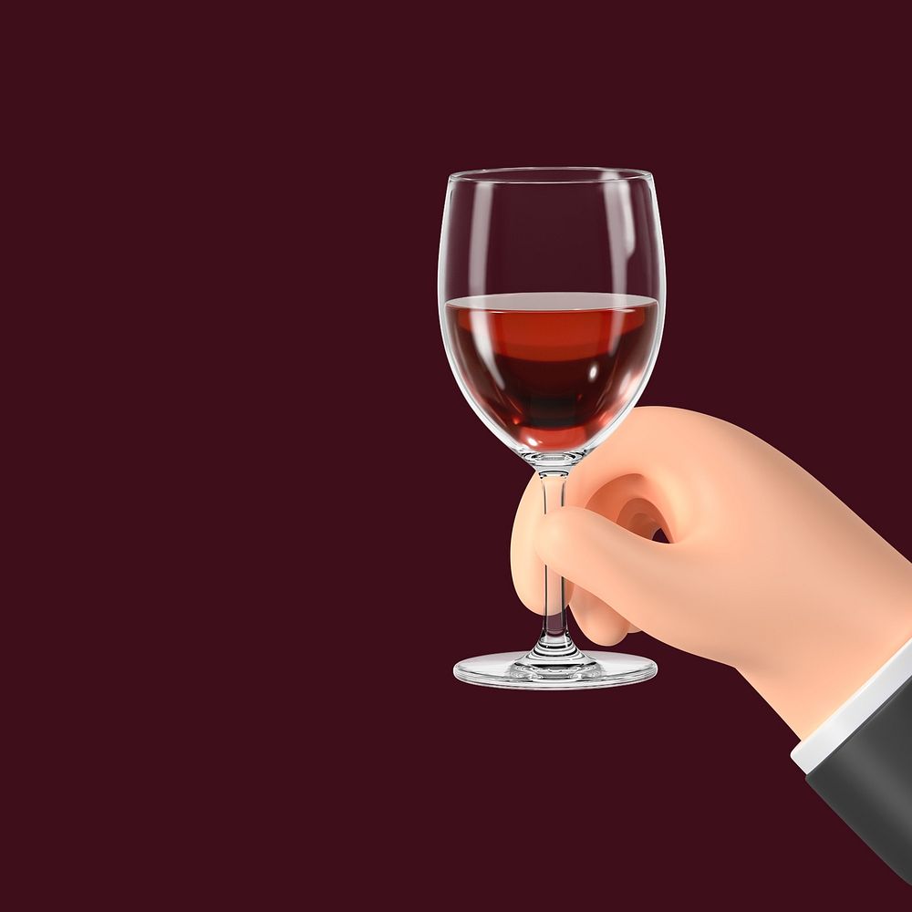 Raised wine glass background, 3D celebration illustration