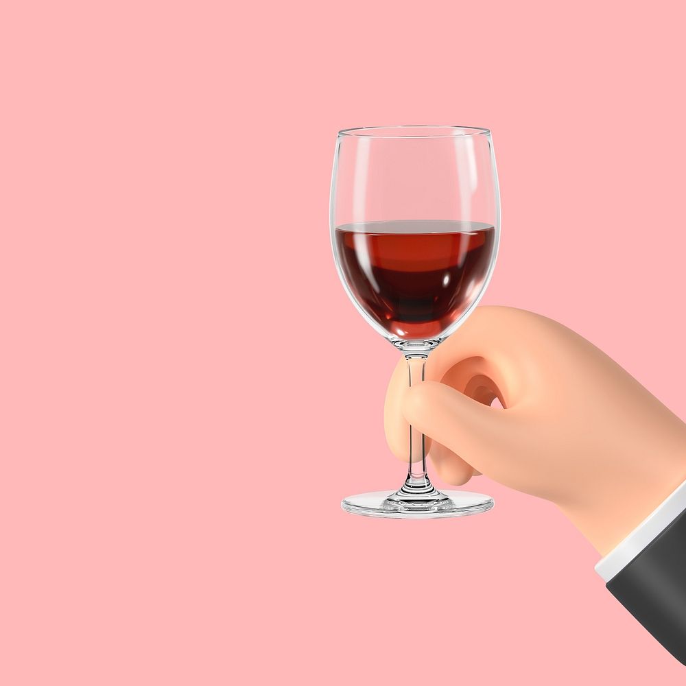 Raised wine glass background, 3D celebration illustration