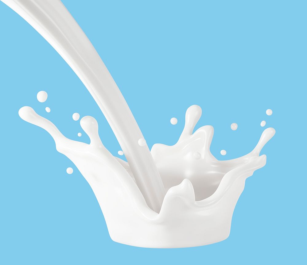 3D milk splash, collage element psd