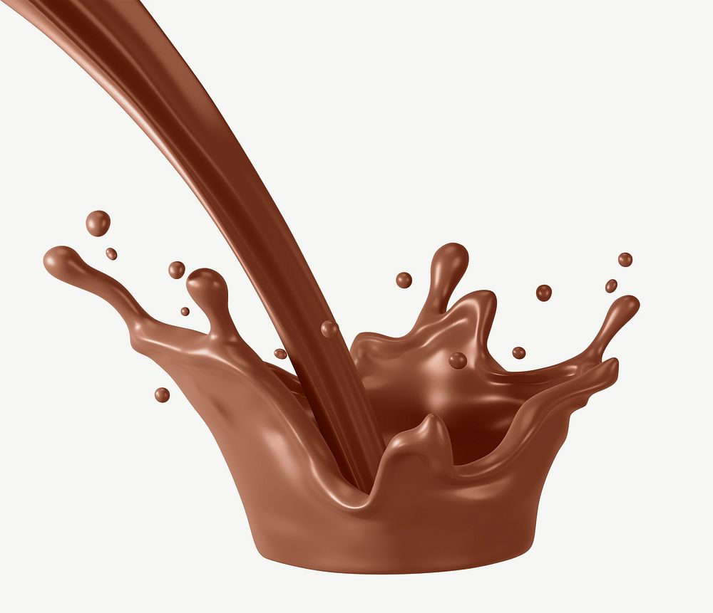 3D chocolate milk splash, collage element psd
