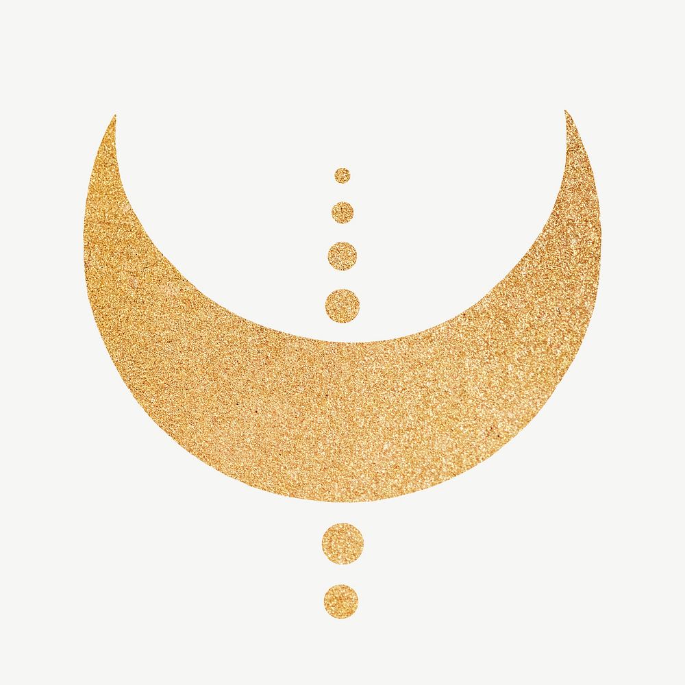 Crescent moon, gold collage element psd