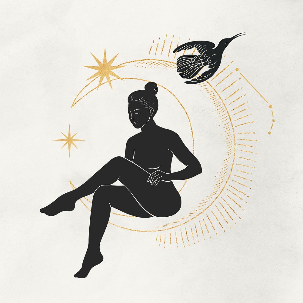 Woman silhouette, spiritual elements remix